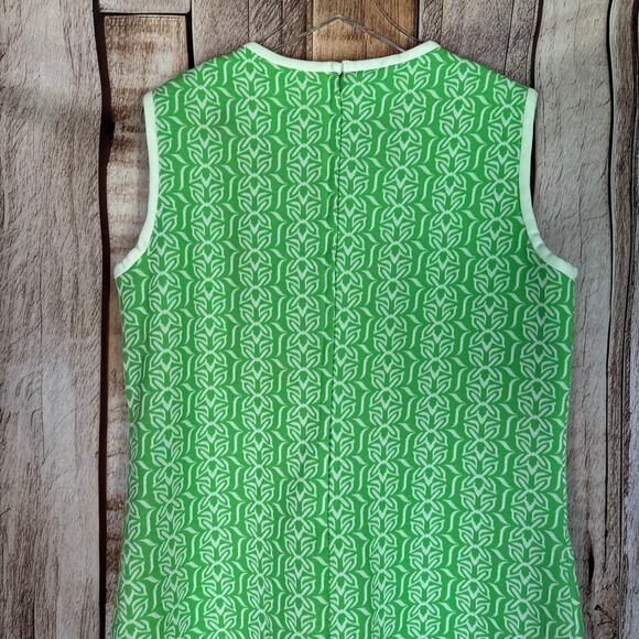 Lane Bryant Vintage Dress Polyester 1960s Mod Green White Shift Dress Classic - Picture 5 of 7
